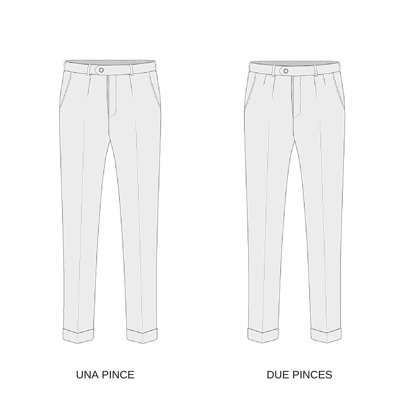 Exemples de pantalons à une ou deux pinces