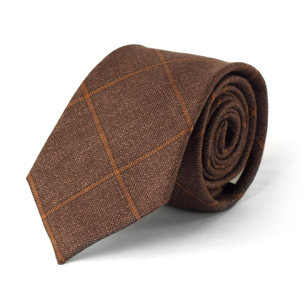 cravatta marrone in lana e lino