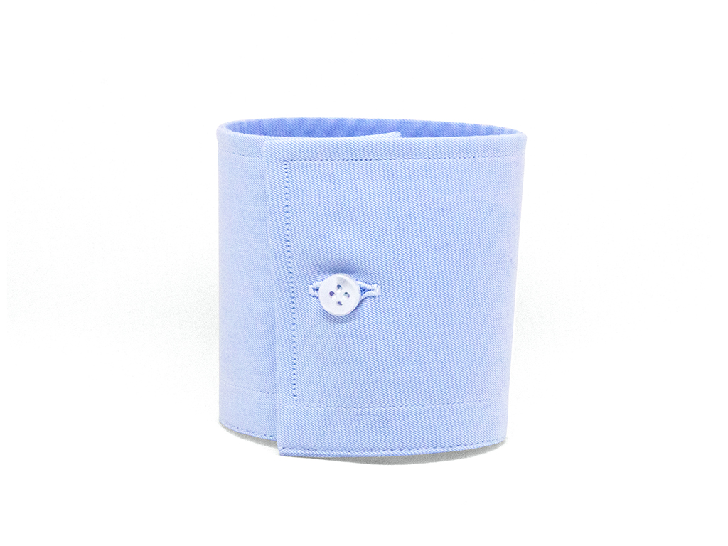 Light blue square barrel cuff with white button