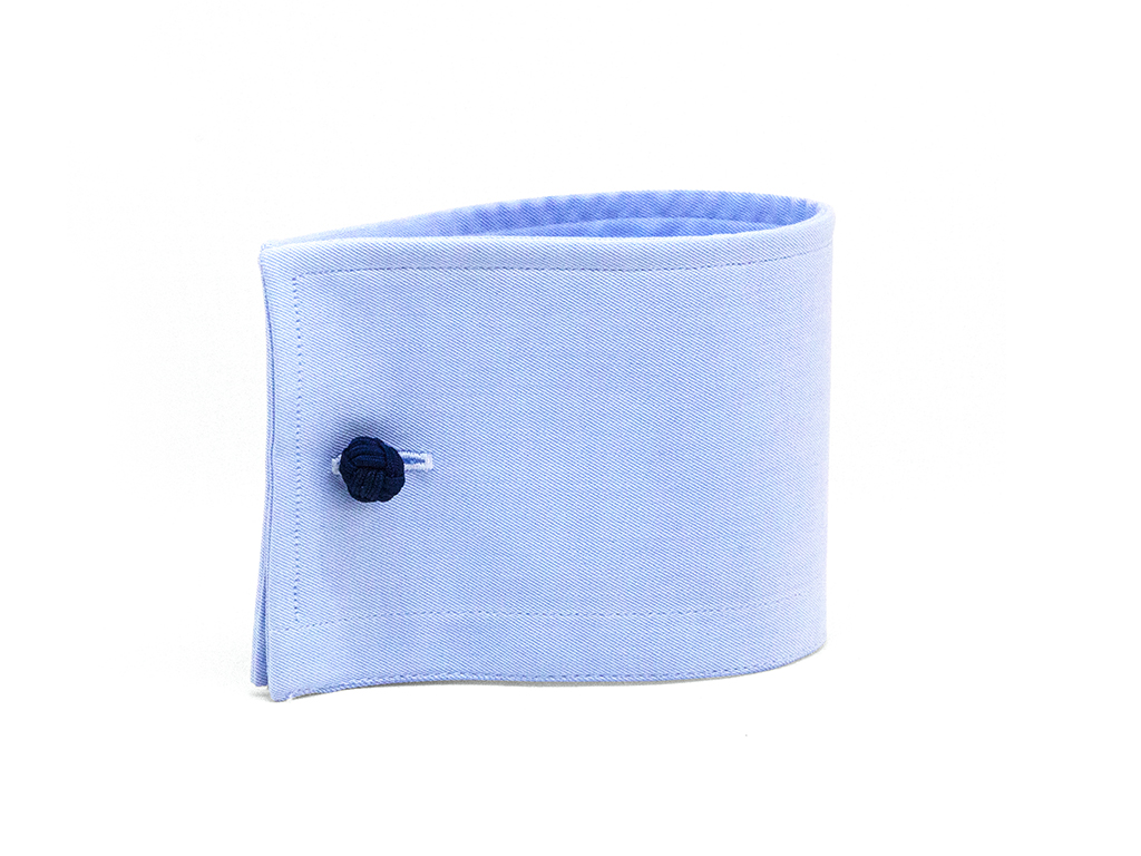 Light blue French cuff with blue cufflinks