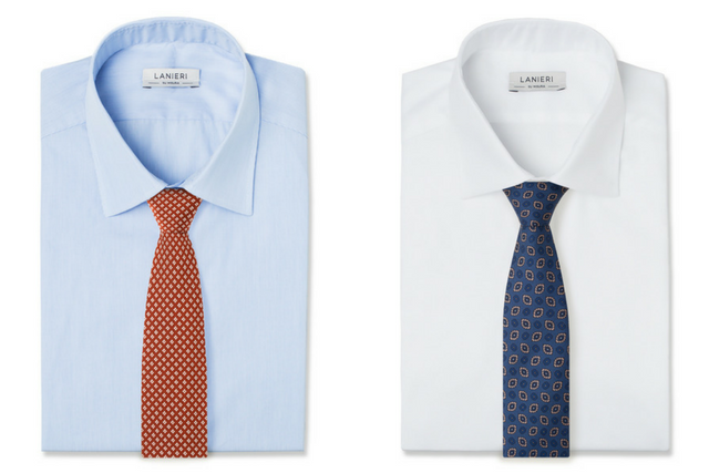 Cravatta Losanga Arancione Seta (sinistra), Cravatta Vintage Blu Seta (destra) 