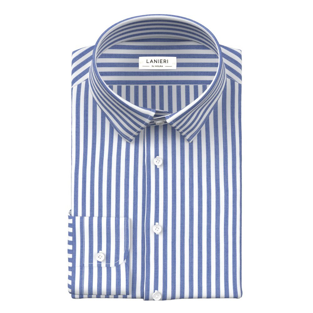Stripe Blue Zephyr Shirt Fabric produced by Ibieffe