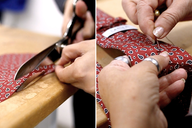 Taglio e cucitura di una cravatta personalizzata