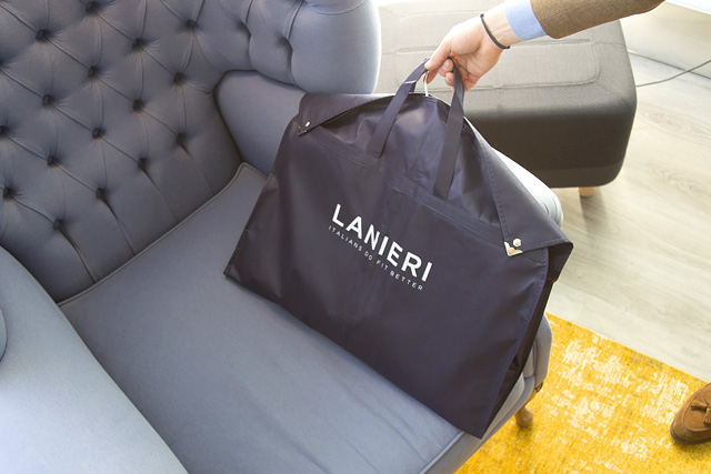 Groom's suits bag packed at Atelier Lanieri