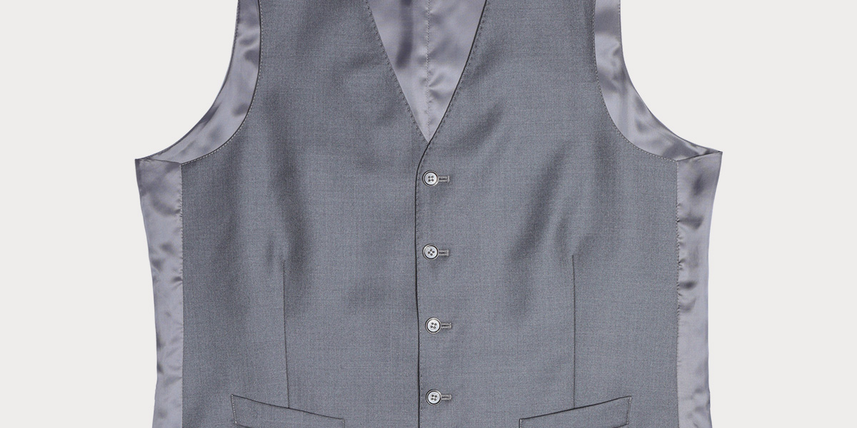 Gray single-breasted vest with four buttons