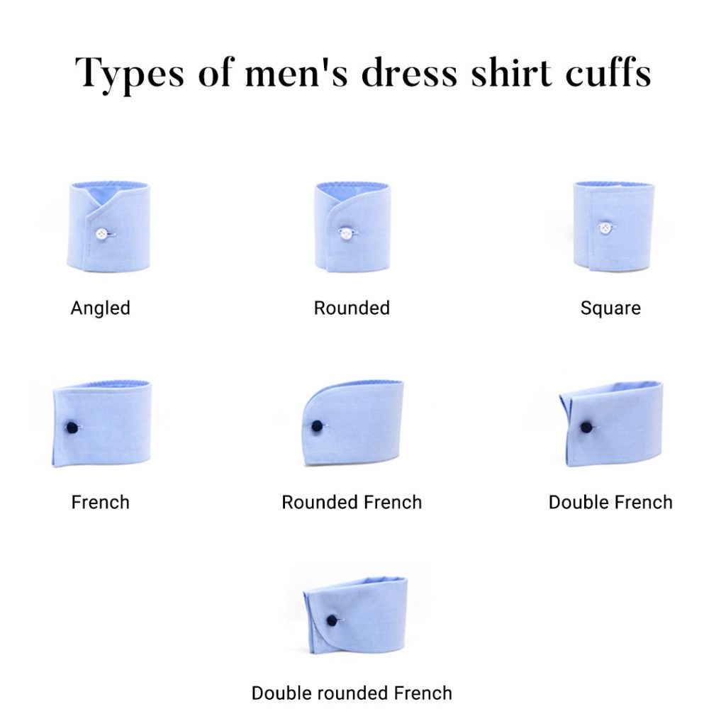 Types of men's dress shirt cuffs