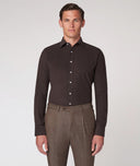 Made-to-Measure men’s dove grey shirt in cotton velvet