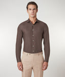 Camicia su Misura da Uomo Tabacco in Zephyr di Lino