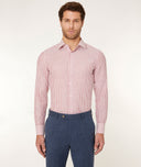 Camicia Righe Bianche Rosse Cotone Lino