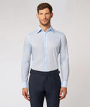 Camisa Personalizada de Algodón Azul Zephyr para Hombre