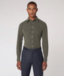 Camicia Su Misura da uomo verde in velluto di cotone