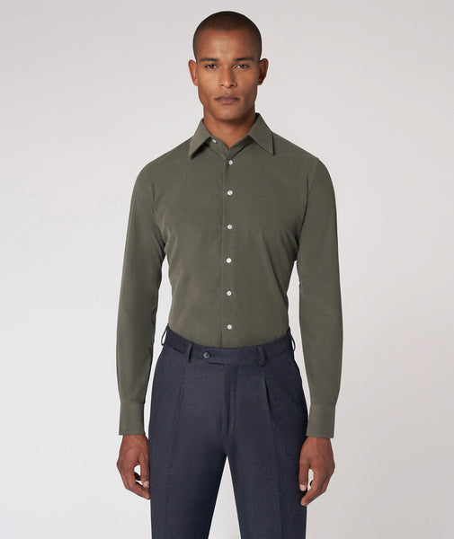 Camicia Su Misura da uomo verde in velluto di cotone