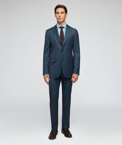 Blue-green twill wool Solaro suit