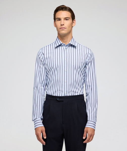 Camicia in cotone rigata azzurro e blu
