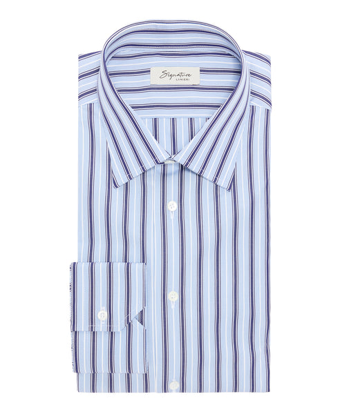 Camicia in cotone rigata azzurro e blu