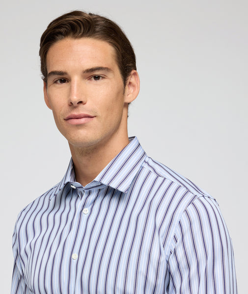 Camicia in cotone rigata azzurro e blu
