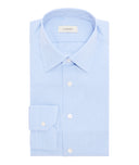 Camicia Azzurra in Popeline di Cotone Microquadretto