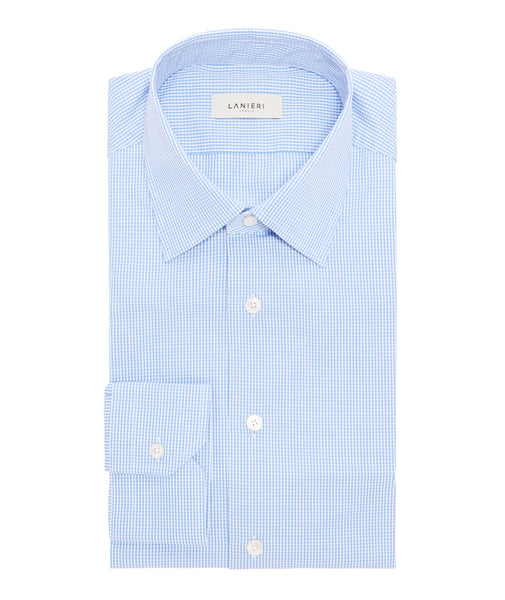 Camicia Azzurra in Popeline di Cotone Microquadretto