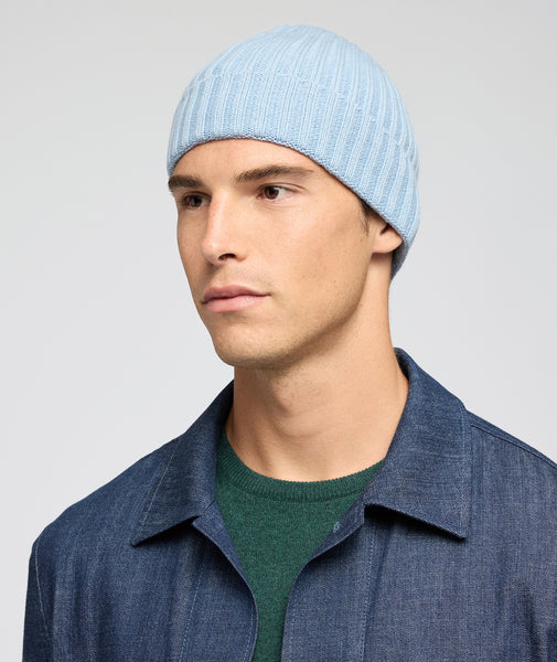 Berretto in cashmere azzurro
