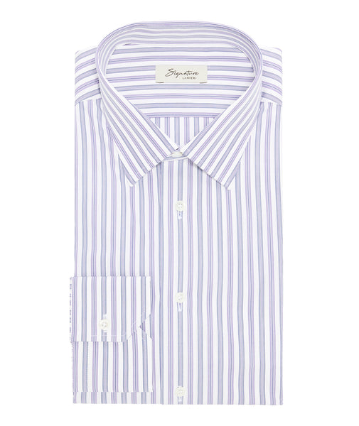 Camicia in cotone rigata azzurro e viola