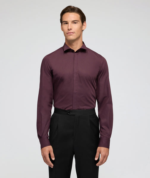 Camicia cerimonia in cotone bordeaux