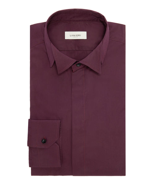 Camicia cerimonia in cotone bordeaux