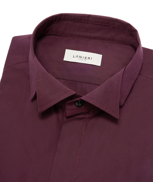 Camicia cerimonia in cotone bordeaux