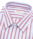 Chemise en coton à rayures bleu clair et bordeaux