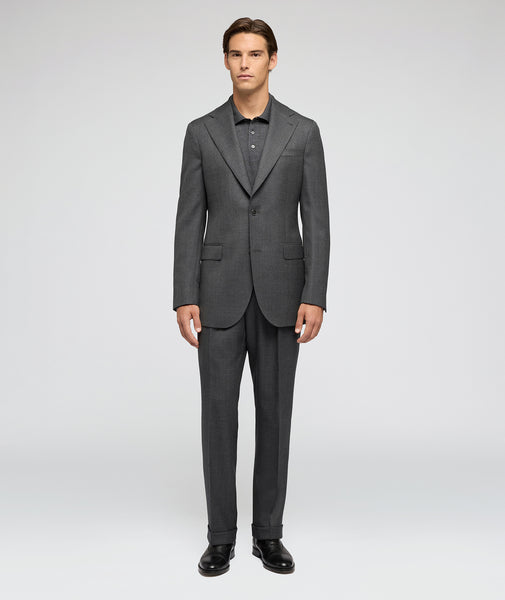 Abito Su Misura da Uomo grigio in twill di lana