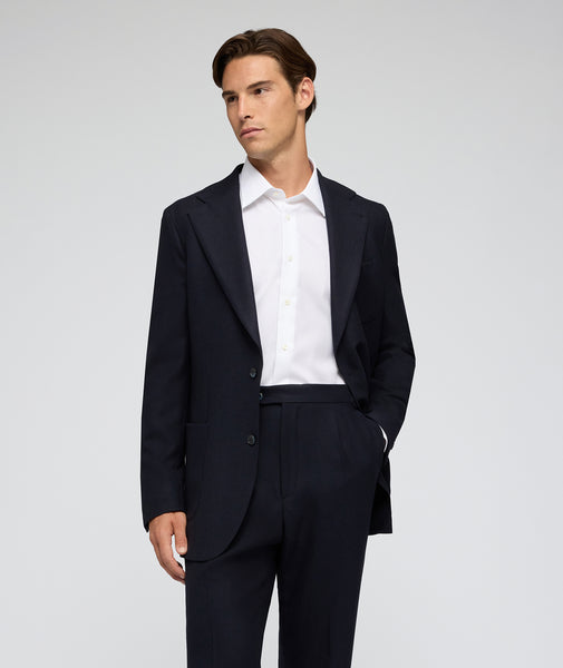 Abito Blu in Twill di Lana Jersely