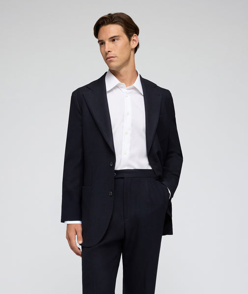 Abito Blu in Twill di Lana Jersely