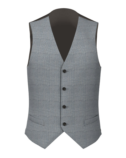 Gilet in lana Principe di Galles azzurro