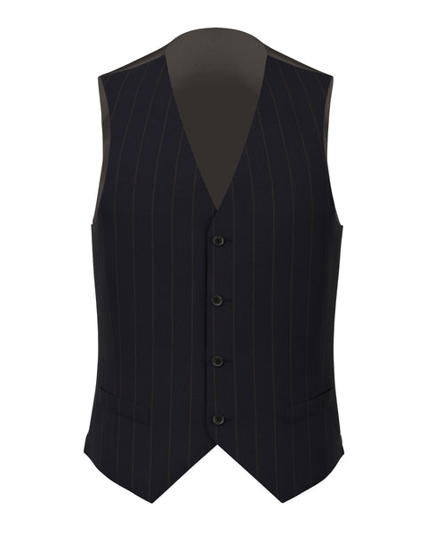 Gilet in lana gessato blu navy e marrone